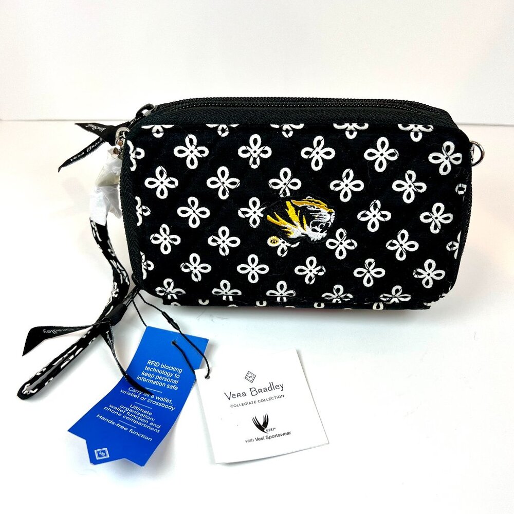 MIZZOU University Of Missouri MU Vera Bradley Crossbody Wristlet RFID Wallet NWT